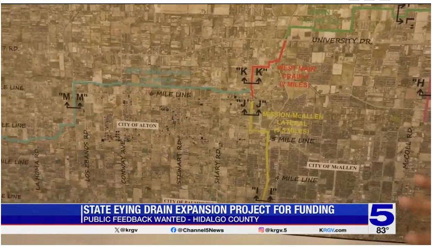 Map of the hidalgo county drainage system